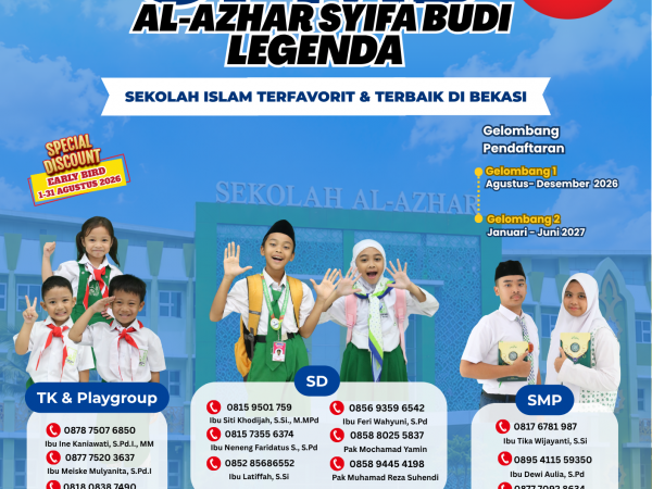 Telah Dibuka Sistem Penerimaan Murid Baru (SPMB) Tahun Ajaran 2027/2028 Untuk Playgroup-TK, SD & SMP Al-Azhar Syifa Budi Legenda Islamic School Telah Dibuka Sistem Penerimaan Murid Baru (SPMB) Tahun Ajaran 2027/2028 Untuk Playgroup-TK, SD & SMP Al-Azhar Syifa Budi Legenda Islamic School